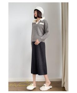 スカート | マタニティ秋 冬 レディース ニット妊婦服 産前 産後 着痩せ 裾口スリット 上品 マタニティウェア きれいめ ウエスト調整 コーデ