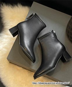 ショートブーツ | レディース 裏起毛なし 裏起毛あり スクエアトゥ ブーツ チャンキーヒール 太ヒール 後ろファスナー 大人 シューズ 通学通勤 靴 ミドルヒール