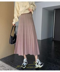 スカート | プリーツロング丈 プリーツ ロング2022 冬 秋 ニット 暖か  Aライン 着回し 通勤 出勤 おでかけ お出かけ デート 女子会 旅行