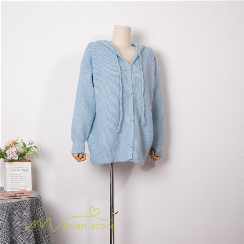 カーディガン | ニットニットパーカー セーター フード付き アウター 羽織り 秋冬 レディース トップス 通学通勤 ゆったり 7色 厚手 ニットアウター 20代40代