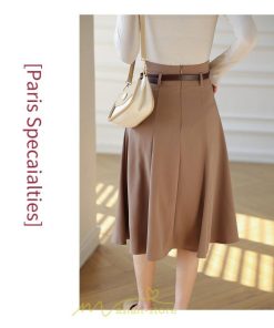 スカート | 膝丈 フレアレディース 春 夏 春夏 黒 シンプル ひざ丈 無地 ミモレ丈 カーキ 秋 冬 お洒落 通学 オールシーズン 通勤 上品 キレイめ