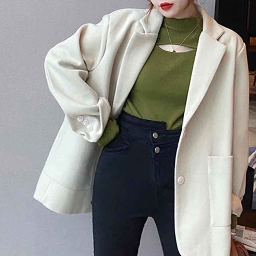 ニット・セーター | ニットトップス 胸開き プチハイネック