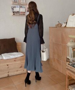 ロングスカート | ロングワンピース シンプル 無地 重ね着 フェミニン フレアキャミワンピ 着やせ レディース キャミソールワンピース プリーツ