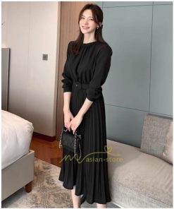 マキシ | ワンピース レデイース ロング丈 長袖 プリーツ ベルト付き 春夏 おしゃれ きれいめ 通勤 二次会 大人 20代 着痩せ 秋新作 30代 40代 エレガント カジュアル