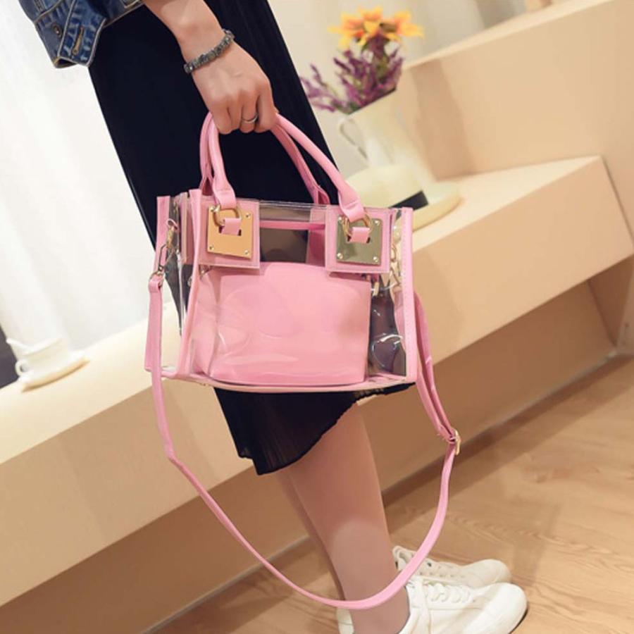 トートバッグ | レディース PVC 春夏 ショルダーバッグ クリアバッグ プールバッグ 透明