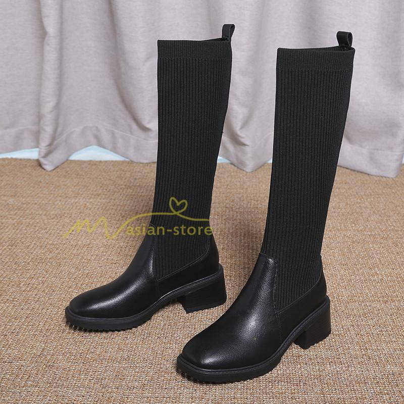 ロングブーツ | ブーツ ヒール カジュアル レディース 靴 シューズ お出かけ 秋冬 ロング丈ブーツ ジョッキーブーツ 春秋冬 美脚 黒靴 太ヒール 大人