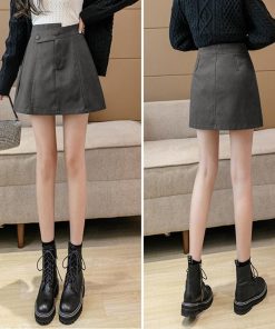 ミニスカート | PUレザー ハイウエスト