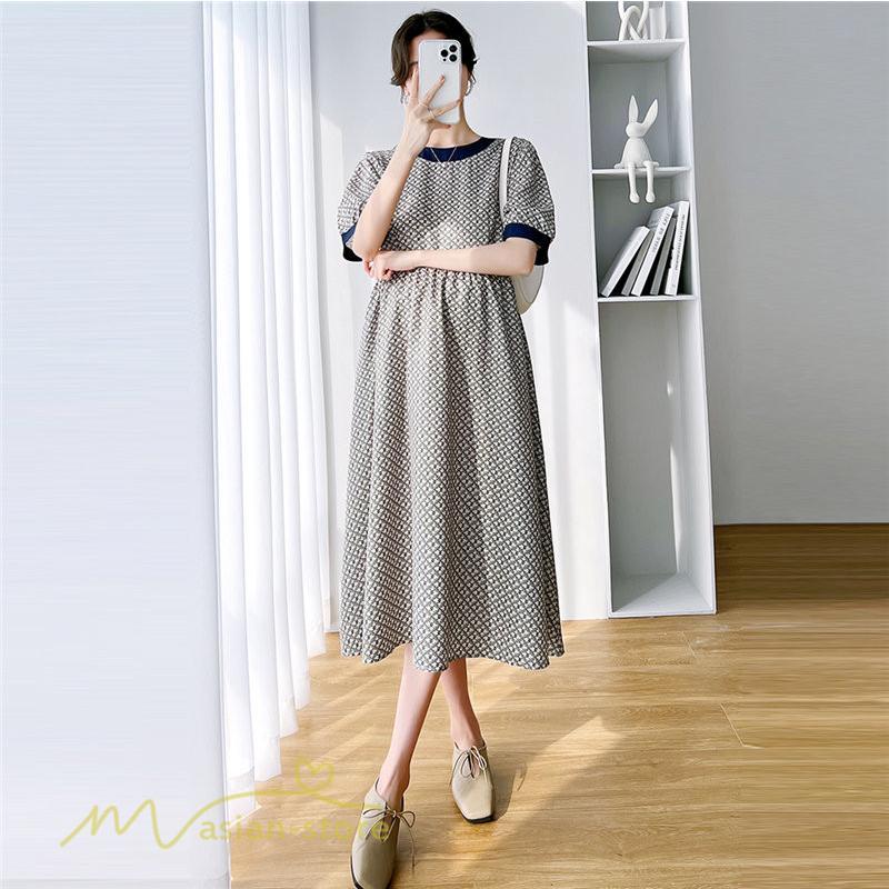 ワンピース | マタニティレディース マタニティウェア 夏 韓国風 Aライン 半袖 柄 産前 マタニティ サマー送料無料 膝丈 お出かけ 大きいサイズ 上品