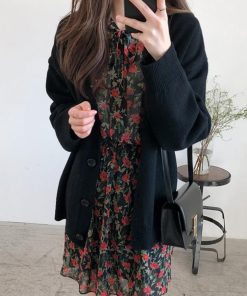 カーディガン | ニットレディース ショートニット 羽織り 秋冬 アウター Vネック 新作