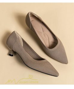 パンプス | ニット26.5cm 大きいサイズレディース 靴 9カラー リブニット 無地 柔らか 歩きやすい スリッポン 履きやすい 痛くない 走れる