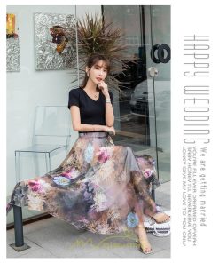 スカート | / レディース ボトムス ロンスカ ロング マキシ丈 フレアウエストゴム 花柄 涼しい ゆったり 花柄 シフォン カラバリ豊富 プリント 夏