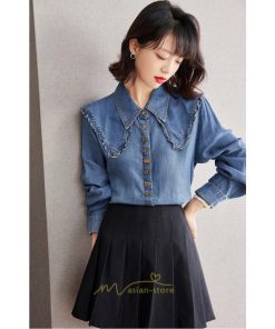 シャツ・ブラウス | デニムシャツ シャツ トップス レディース ブラウス 着痩せ デニム カジュアル エレガント 通勤 通学 オシャレ キレイめ 秋 上品 2022 可愛い 冬 ナチュラル