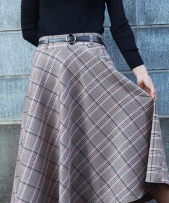 ひざ丈スカート | レディース 膝丈 ベルト付き フレアスカート スカート Aライン スカート ハイウエスト