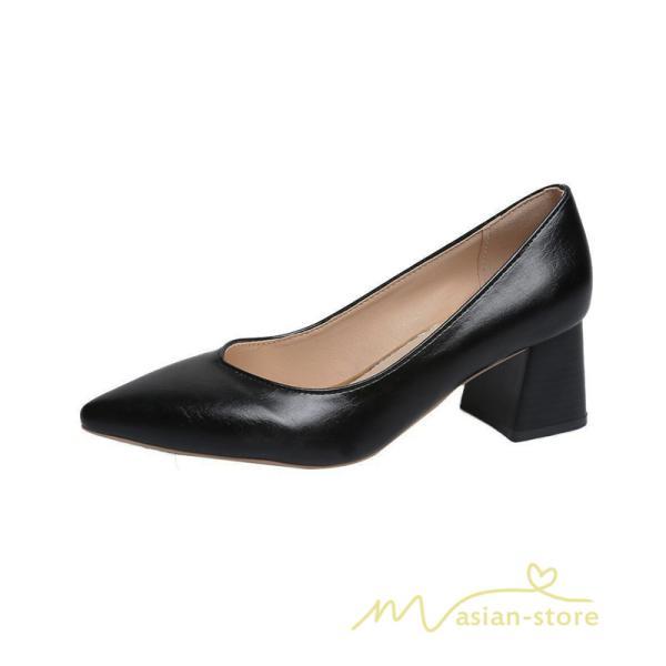パンプス | 走れるポインテッドトゥ チャンキーヒール 黒 フォーマル オフィス レディース 入学式 入園式 卒業式 卒園式 5cmヒール 22cm 結婚式 靴 25cm