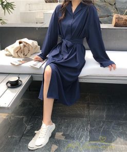 シャツワンピース | 長袖ワンピース 羽織り ワンピース ライトジャケット 膝下丈 無地 カワイイ ロングシャツ ゆったり カジュアルシャツ 20代30代 体型カバー