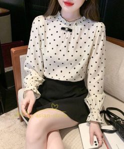 シャツ・ブラウス | ブラウス レディース きれいめ 40代 春夏秋新作 長袖トップス オシャレブラウス ドット柄 シフォンシャツ 上品 大人 通勤 ゆったり 50代 カジュアル 着痩せ 30代