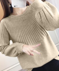 ニット・セーター | 求心編みニットトップスパフスリーブ 韓国