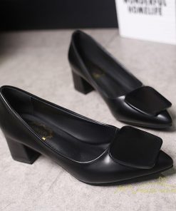 パンプス | レディースシューズ PUレザー 靴 ポインテッドトゥ 歩きやすい 疲れない 痛くない 太めヒール エレガント アウトドア オフィス 通勤 春夏秋 新作