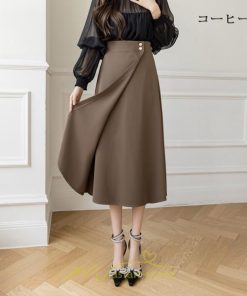 スカート | ボトムス ロング丈 ミモレ丈 Aライン 楽 大人 きれいめ 20代 30代 40代 通勤 上品 ビジネス オフィス 高見え 冬 2022新作 着痩せ 脚長効果 秋