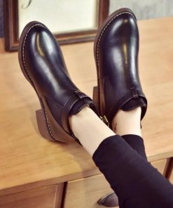 ショートブーツ | ブーツ ブーティー レザーブーティー チャンキーヒール ポインテッドトゥ シューズ 靴 スリップオン レディース 太ヒール オフィス 大人 25cm 無地 サイドゴア