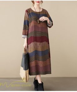 マキシ | ワンピース ロング丈 レディース シンプル 長袖ワンピース Aライン 秋コーデ カジュアル 丸首 40代 体型カバー ゆるワンピース 大きいサイズ ゆったり 50代