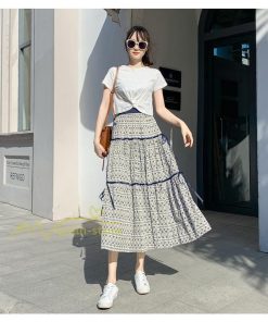 スカート | フレアロングレデイース リネンウエストゴム 綿麻混 マキシマキシ レトロ風 体型カバー リゾート 夏物