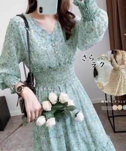 ワンピース | ウエストシャーリング花柄ロングワンピース