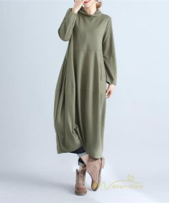 マキシ | ワンピース レディース 春秋 長袖 ゆったり ロング丈ワンピース シンプル 体型カバー 大きいサイズ 新作 カジュアル きれいめ 無地 30代 40代 着痩せ