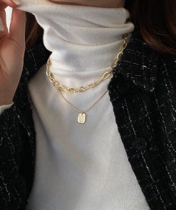 ネックレス | チョーカーチェーン ペンダント 女性 アクセサリー レディース シンプル 2連文字モチーフ 大人