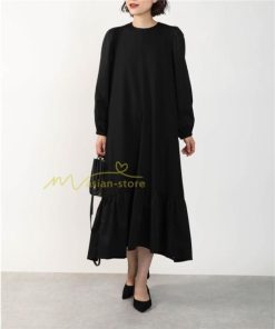 マキシ | 長袖ワンピース ロングワンピース 秋物 レディース Aラインワンピース 30代40代50代 ゆったり 切り替え 後ろリボン 送料無料 キャザー 可愛い 大人