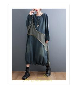 デニムワンピース | デニム ワンピース 春 秋 長袖 レディース カジュアル ひざ下 ミモレ丈 ゆったり 体型カバー ワンピ おしゃれ ワンピース 可愛い 大きいサイズ