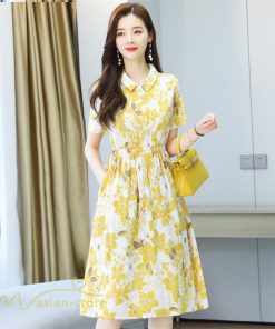 ミディアム | シャツワンピース レディース ワンピース 着痩せ 花柄 膝丈 ミディアムワンピース 上品 Aラインワンピース 春 夏新作 フリーサイズ サマーワンピース 通勤通学