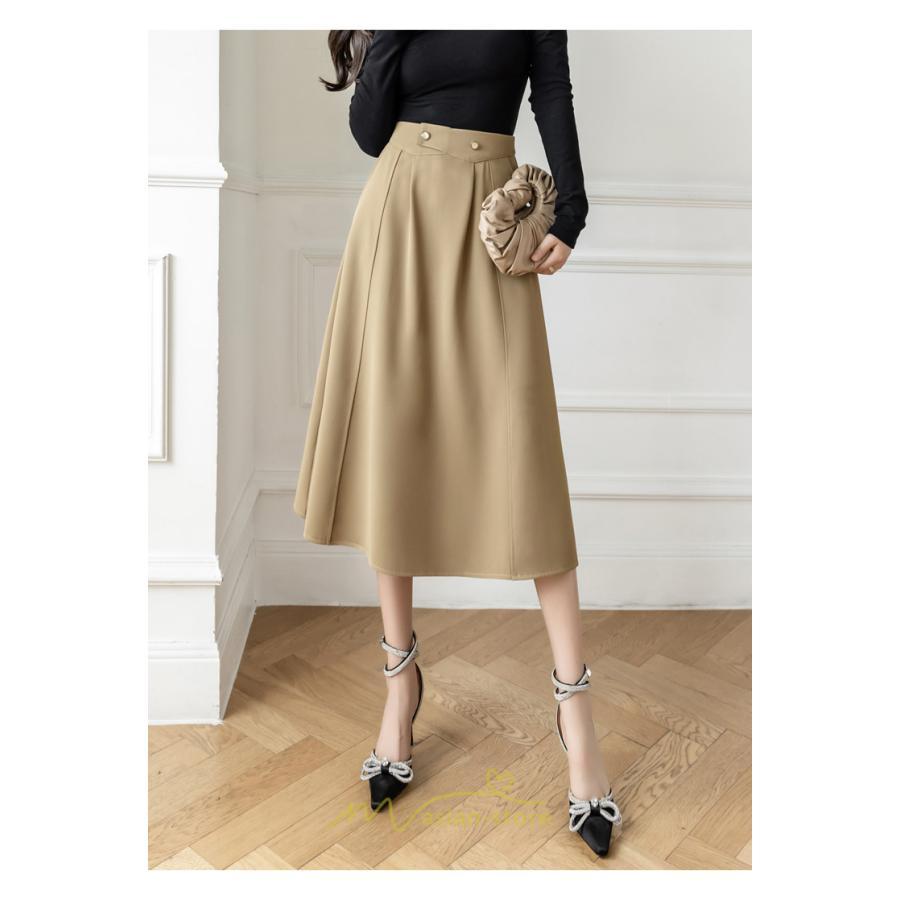 スカート | レディース ボトムス ロング丈 ミモレ丈 Aライン 楽チン 大人 きれいめ 20代 30代 40代 通勤 脚長効果 OL オシャレ 上品 ビジネス オフィス