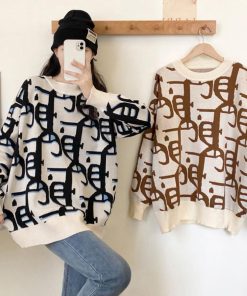 ニット・セーター | ジャガード柄ニットトップス 長袖韓国秋冬