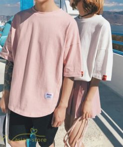 tシャツ・カットソー | Tシャツ カットソー 男女兼用 シンプル ゆったり 夏新作 サマー トップス レディース メンズ クルーネック おしゃれ 4色 黒 ピンク 白 カーキ 大きいサイズ