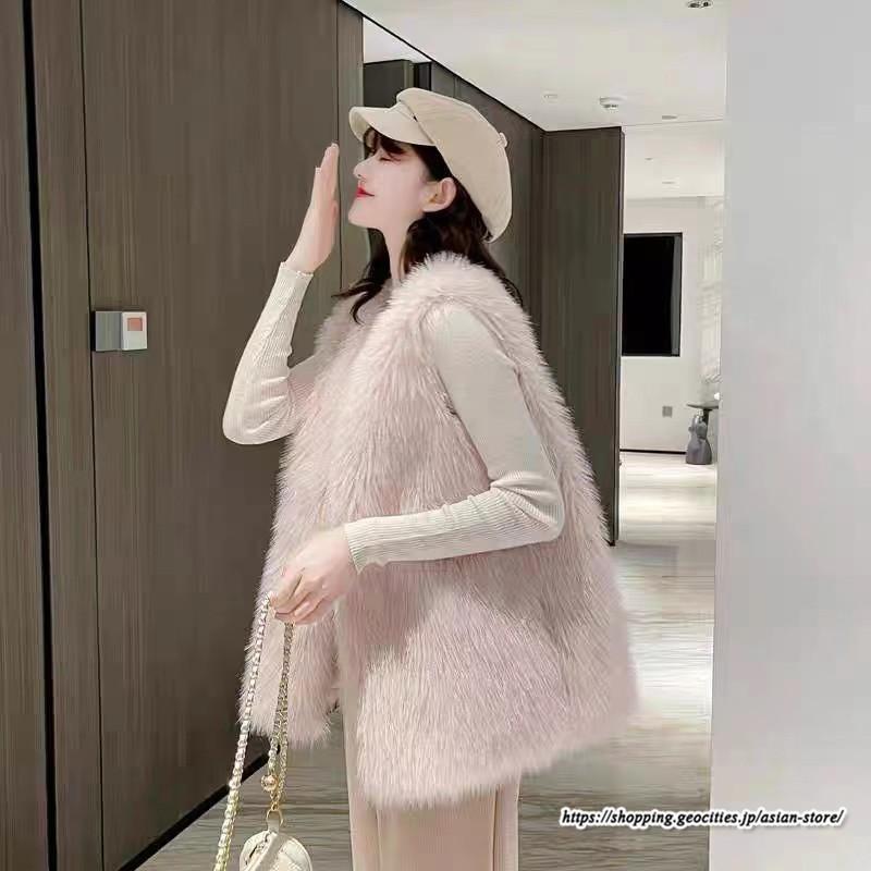 ベスト | ボリュームフェイクファーファー毛皮レディース 冬 フェイクファー 毛皮コート アウター ノースリーブ ふわふわ 秋冬 前開き ジレ