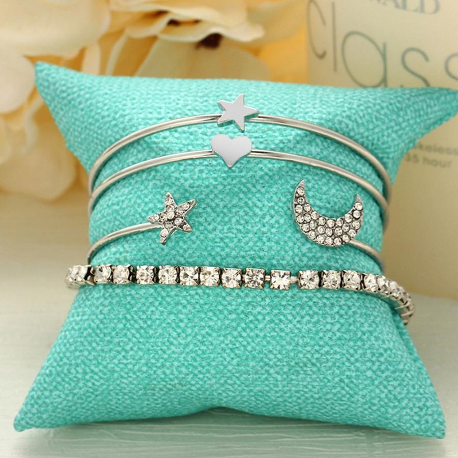 その他アクセサリー | 4点セット 星 カフブレスレット モチーフ ラインストーン 女友達 月 キラキラ カフバングル レディース 誕生日プレゼント アクセサリー