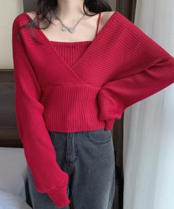 ニット・セーター | ニットトップス レイヤード風 韓国風