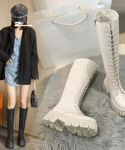 ニーハイブーツ | ロングブーツ レディース レースアップ靴