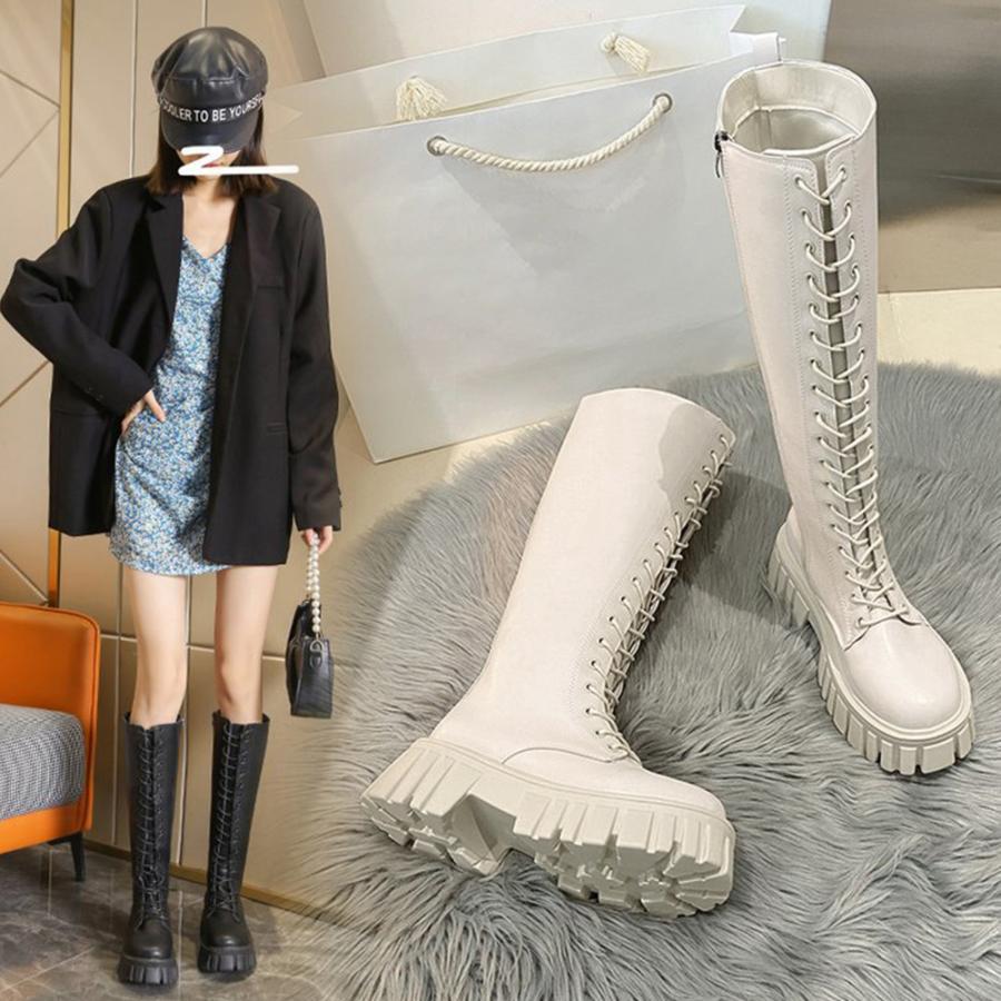 ニーハイブーツ | ロングブーツ レディース レースアップ靴