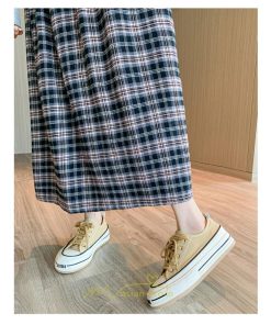 スカート | チェックロングウエストゴム チェック柄 大人 ハイウエスト Aライン30代40代50代 通学通勤 可愛い スカート ゆったり