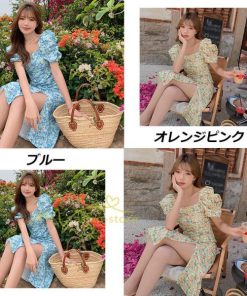 マキシ | ワンピース レディース 花柄ワンピース キレイめ 夏 半袖 ワンピ 花柄 ロング丈ワンピ オシャレ 着痩せ 通勤 エレガント スリット カジュアル 20代30代40代 上品