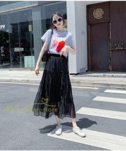 スカート | レディース チュール春夏 コーデ ウエストゴム ロングフレア着痩せ 通勤 カジュアル ドッキング プリーツ通学