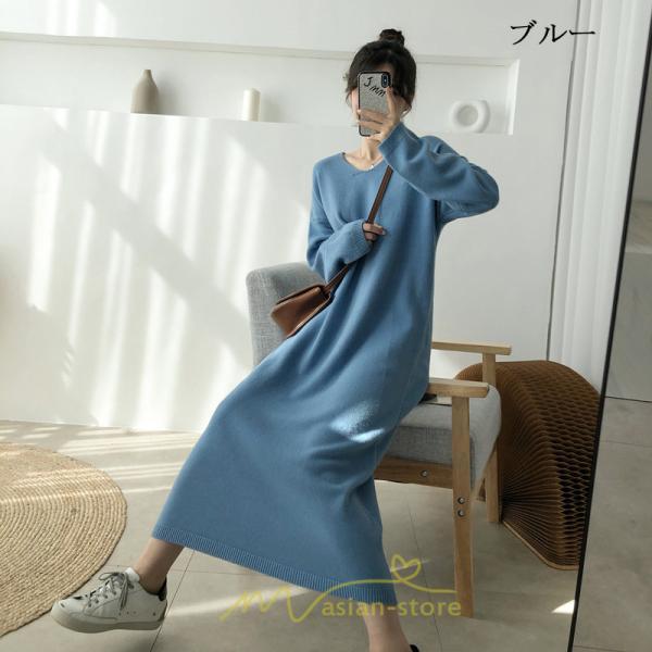 ニットワンピース | レディース 冬 きれいめ ニットフレア ロング おしゃれ 秋冬 長袖 送料無料 可愛い 萌え袖 上品 秋冬コーデ 20代30代40代50代 がーりー