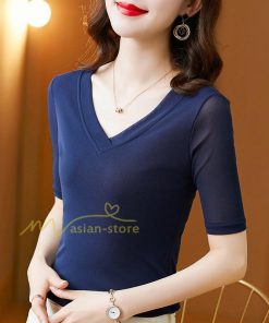 tシャツ・カットソー | Tシャツ レディース カジュアル Vネック おしゃれ 女性用 シンプル 無地 20代30代40代50代 カシュクール インナー フェミニン 上品 お出かけ 着痩せ カジュアル