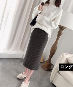 スカート | ニットタイトリブニット セクシー スリット レディース オフィス 膝丈 ミモレ丈 ロングストレッチ 柔らか シルエット 秋冬 大人