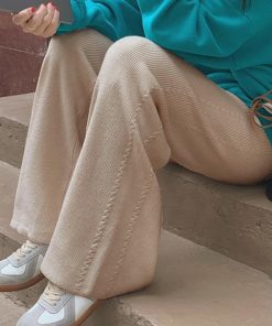 ワイドパンツ | ワイドニットパンツ 韓国風 ロングパンツ