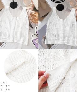 透かし編みトップス | 透かし編み タンクトップ スクエアネック