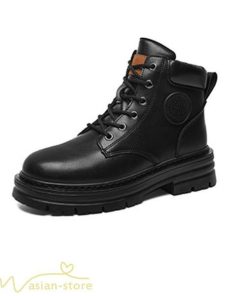 ショートブーツ | レディース メンズ ブーティー 太ヒール ブーツ ショートヒール カジュアル 歩きやすい レースアップ コスプレ靴 編み上げブーツ 厚底