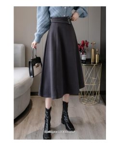 スカート | レディース ロングフレアAラインボトムス ラシャ 秋冬 暖か カジュアル お洒落 大人 可愛い 50代 30代 20代 着痩せ 40代